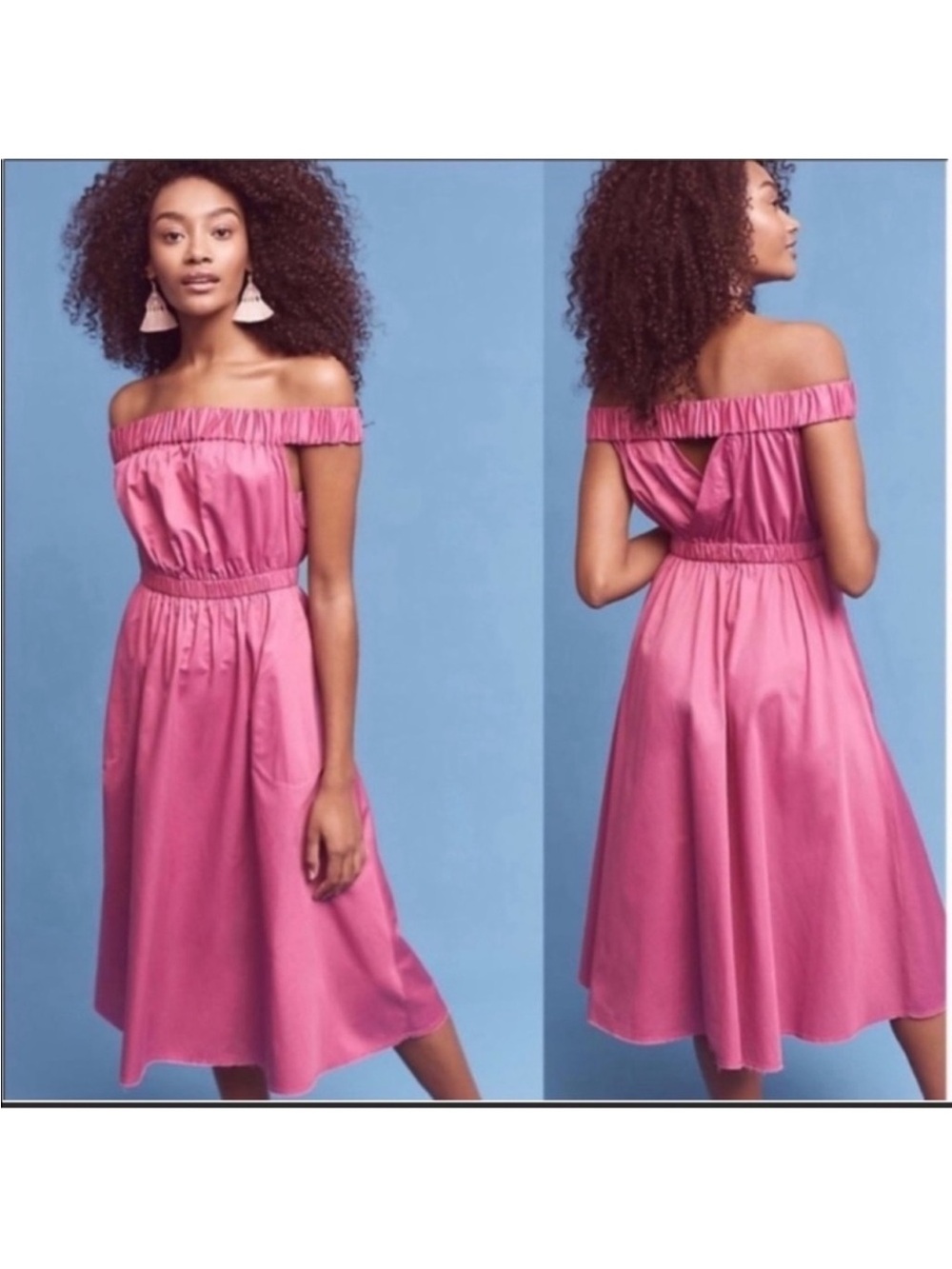 NWT Maeve Anthropologie Mona magenta off the shoulder mini dress cut out size S